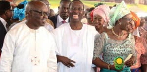 Governor Emmanuel Uduaghan and Ifeanyi Okowa during the service. (Naij)
