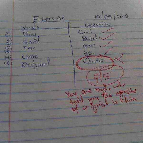 Hilarious Photo!! Is This Student Right Or Wrong? (See Photo)