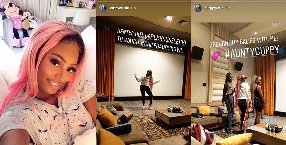 Image result for DJ Cuppy rents out whole cinema to watch “Chief Daddy” movie with her friends
