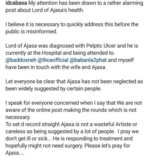ID Cabasa react to Lord Of Ajasa health issue