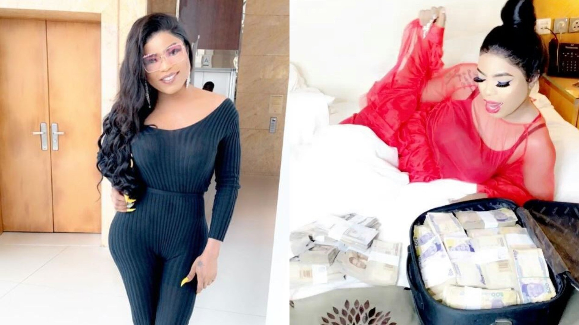 Image result for Bobrisky  bag filled cash on Instagram (Video)