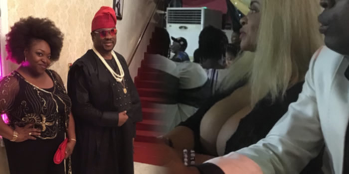 Image result for Wunmi Obe reacts after Cossy with her bo.obs sat opposite her husband (Photo)