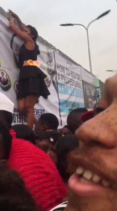 Lady turns Spider Woman at the #BBNaija 2019 Auditions in Lagos