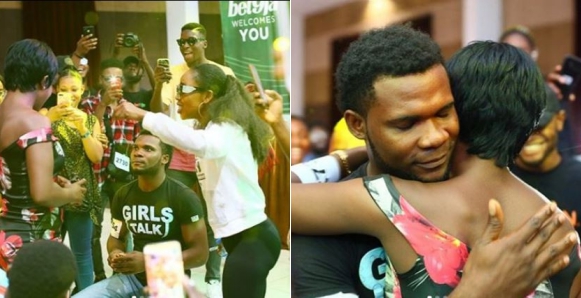 Image result for BBNaija contestant proposes to girlfriend at the Lagos audition venue
