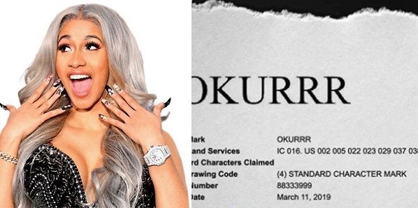 Image result for Cardi B trademark and own “Okurr” “Okurrr”.