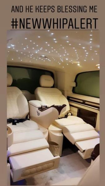 Interior of Tiwa's newly acquired customised car