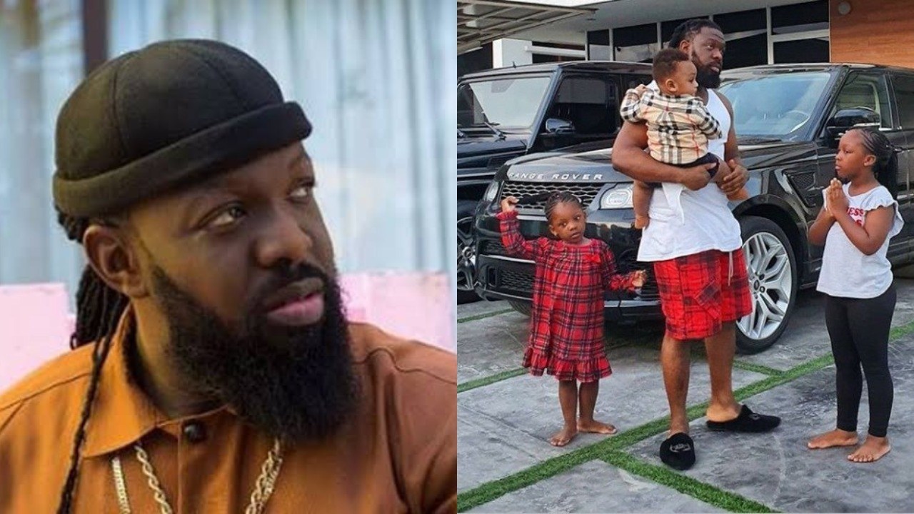 Image result for Singer Timaya spends quality time with his children (Photo)