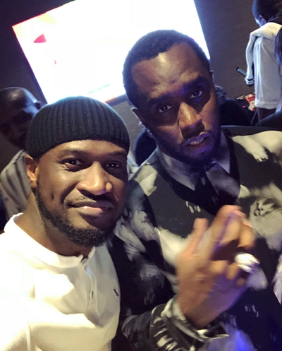 Peter Okoye of P Square links up with P Diddy ahead of a concert in Abu Dhabi