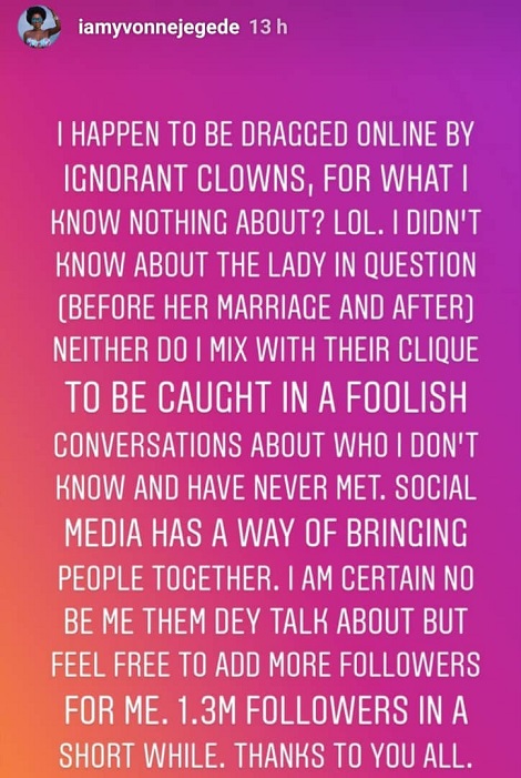 “I’m dragged by Ignorant clowns” – Yvonne Jegede replies Dabota Lawson