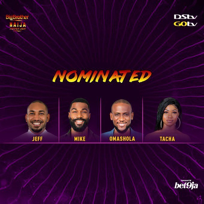 #BBNaija: Possible eviction of Jeff, Omashola, Mike & Tacha this weekend