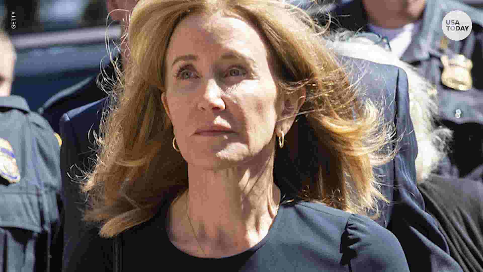 Actress, Felicity Huffman in prison uniform as William H. Macy visits