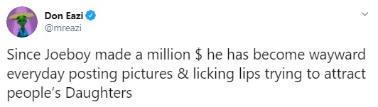 “joeboy Has Been Trying To Attract People's Daughters Since He Made $1m Mr Eazi Tweets (3)