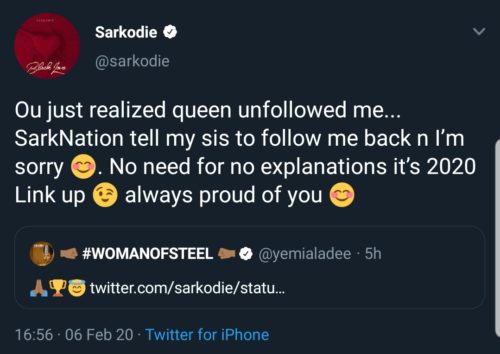 I’m Sorry Sarkodie Begs For Yemi Alade’s Forgiveness (3)