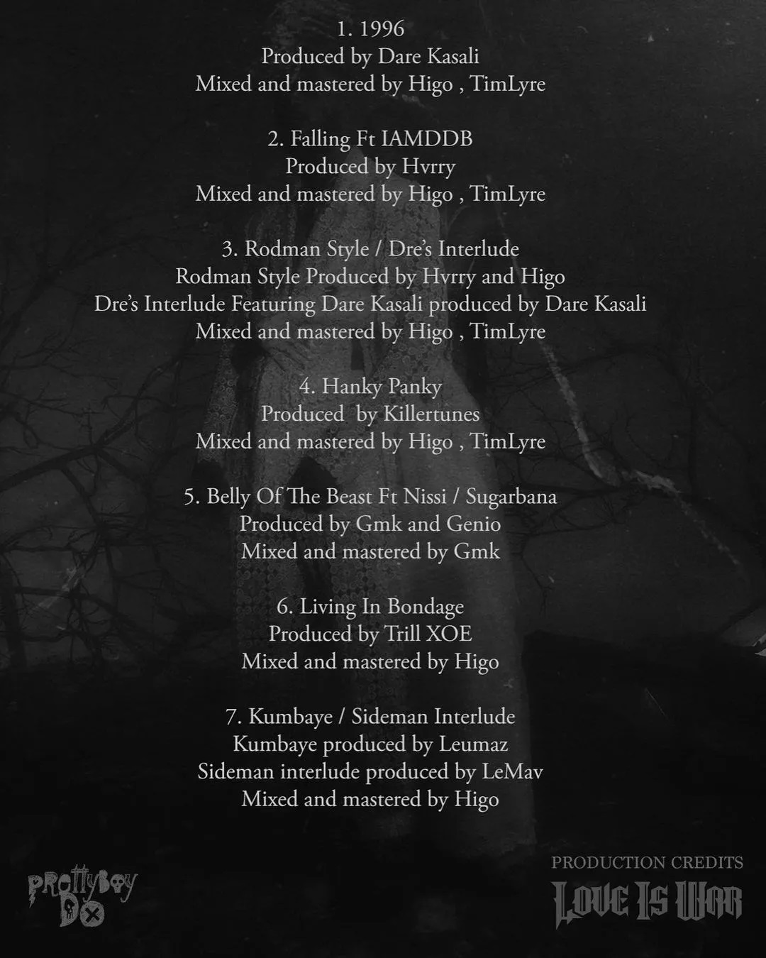 Prettyboy D O Love Is War Tracklist 1