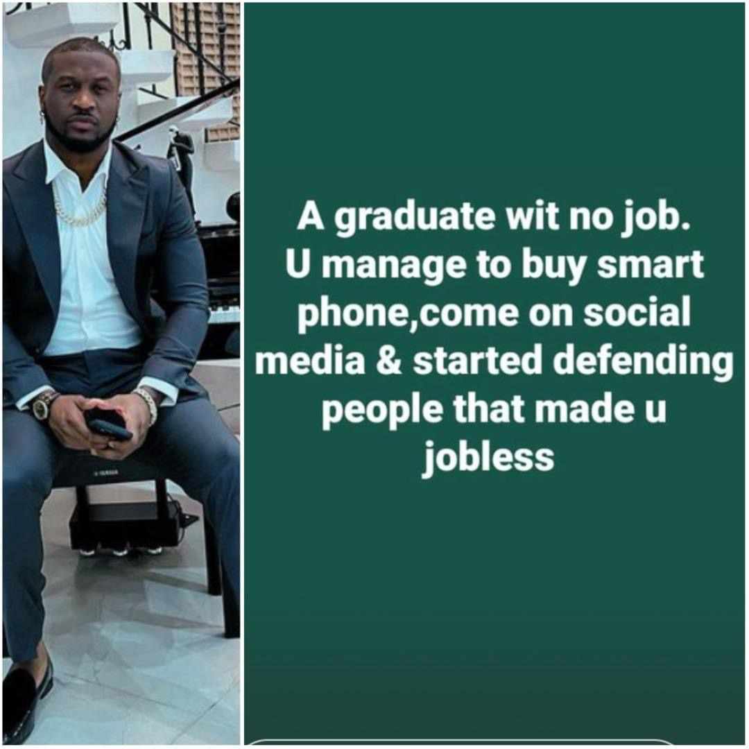 2023: PSquare’s Peter Slams ‘Jobless’ Youths