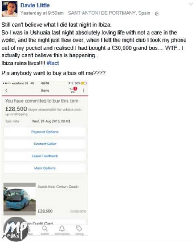 How drunk man bought £30k bus online after getting drunk in Ibiza How drunk man bought £30k bus online after getting drunk in Ibiza