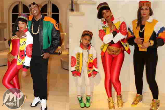 Adorable photo of Beyonce, Blue Ivy and Jay Z in 'matching 80's outfits ...
