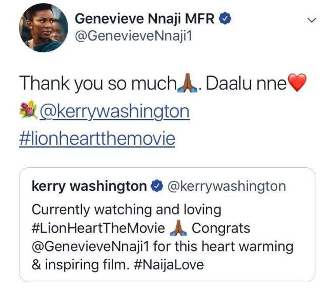 Keri Washington congratulates Genevieve Nnaji
