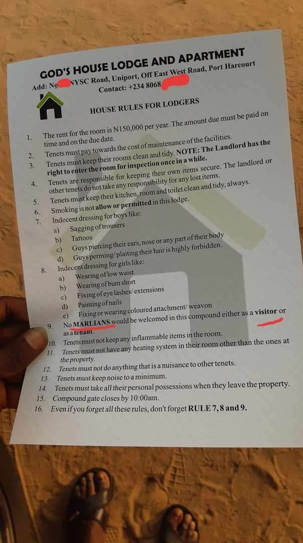 ”marlians Not Allowed In My House” Nigerian Landlord Warns (3)
