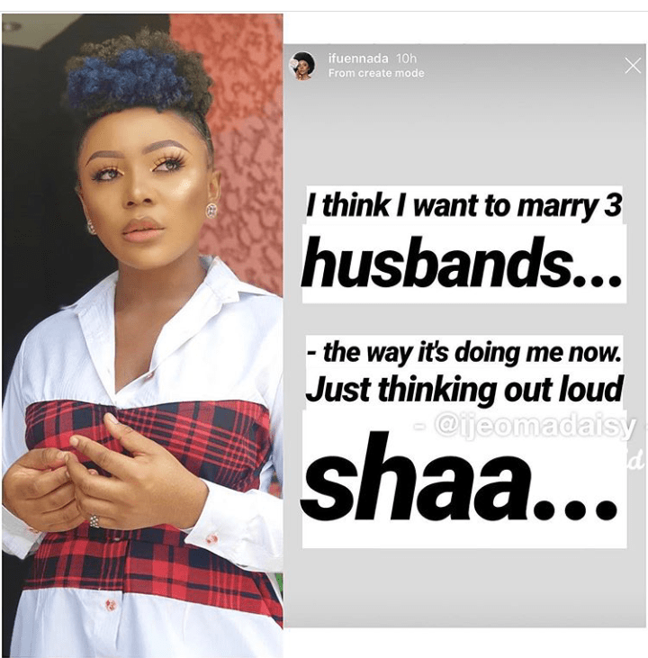 I Think I Want To Marry 3 Husbands #bbnaija's Ifu Ennada