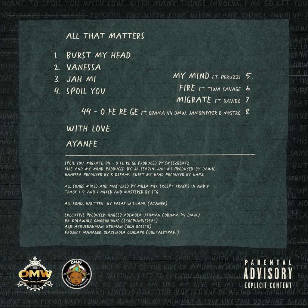 Ayanfe All That Matters Tracklist